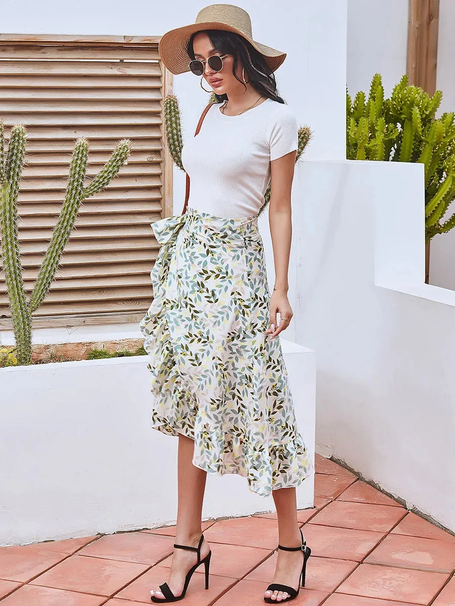 Vintage Floral Print Mid Skirt