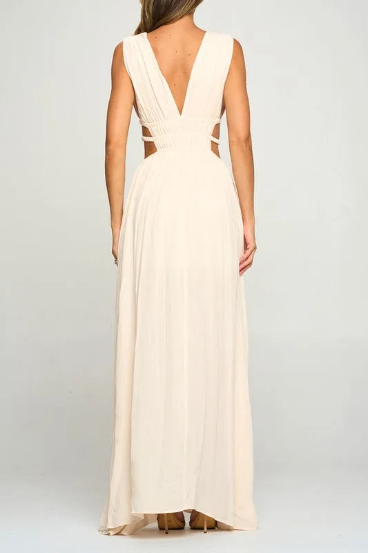 White Athena Solid Maxi Dress