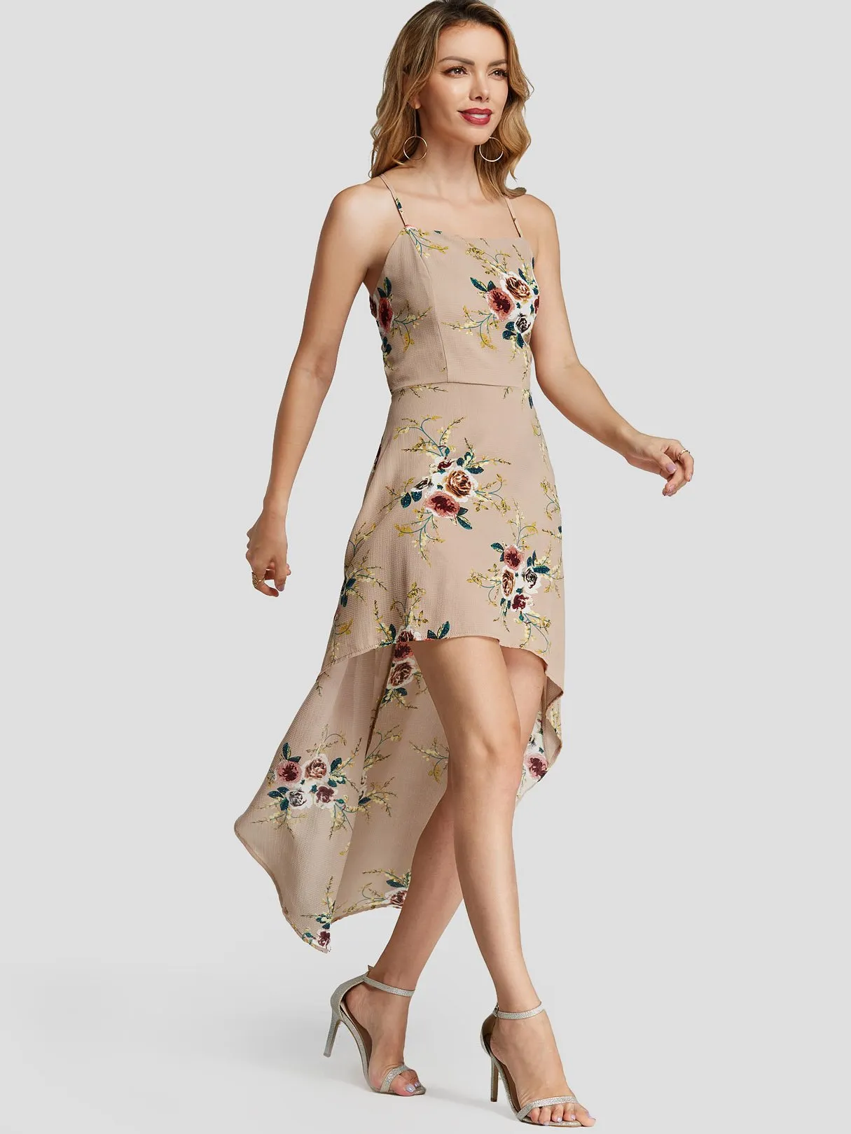 Wholesale Bateau Sleeveless Floral Print Dresses