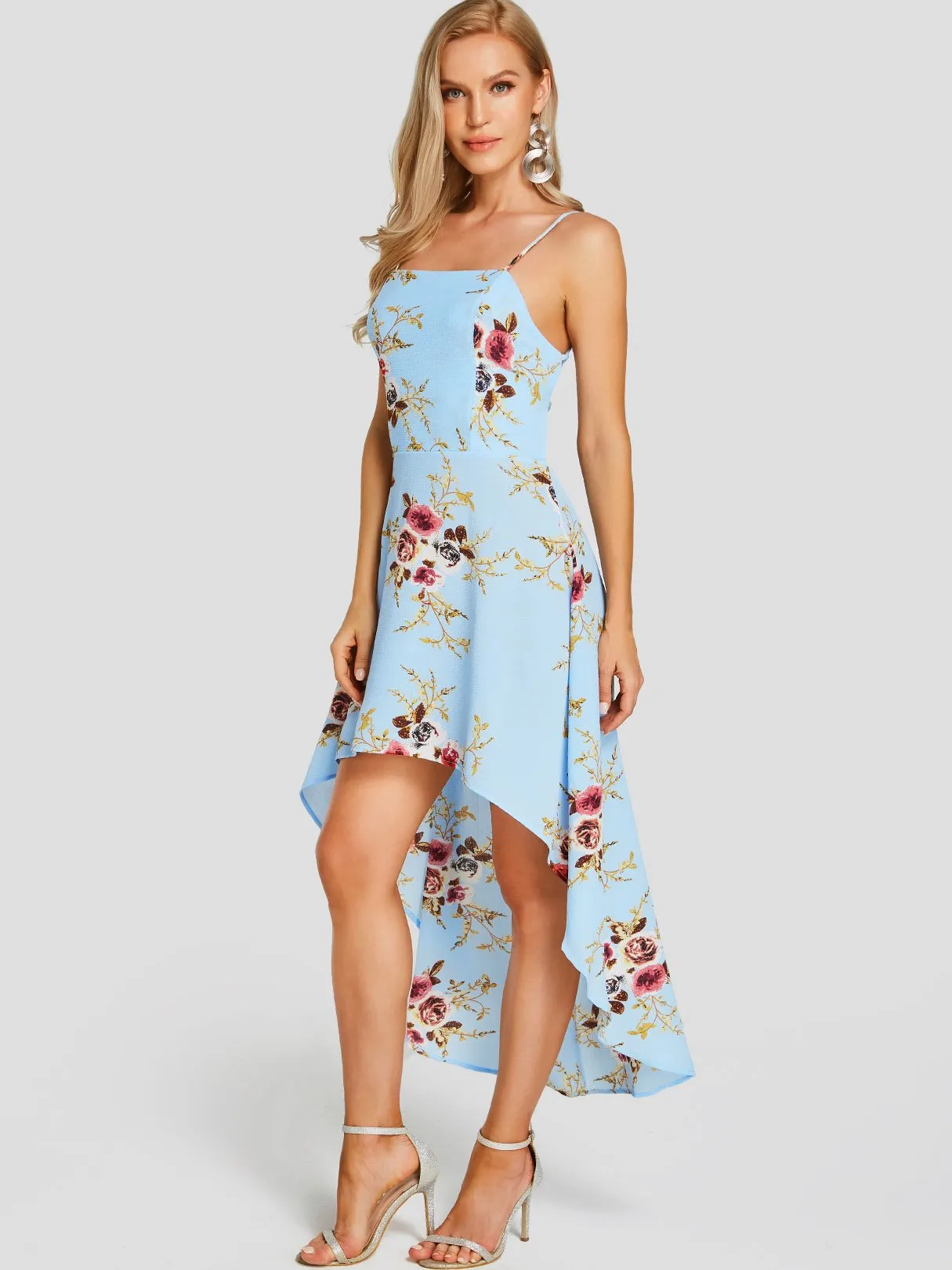 Wholesale Bateau Sleeveless Floral Print Dresses