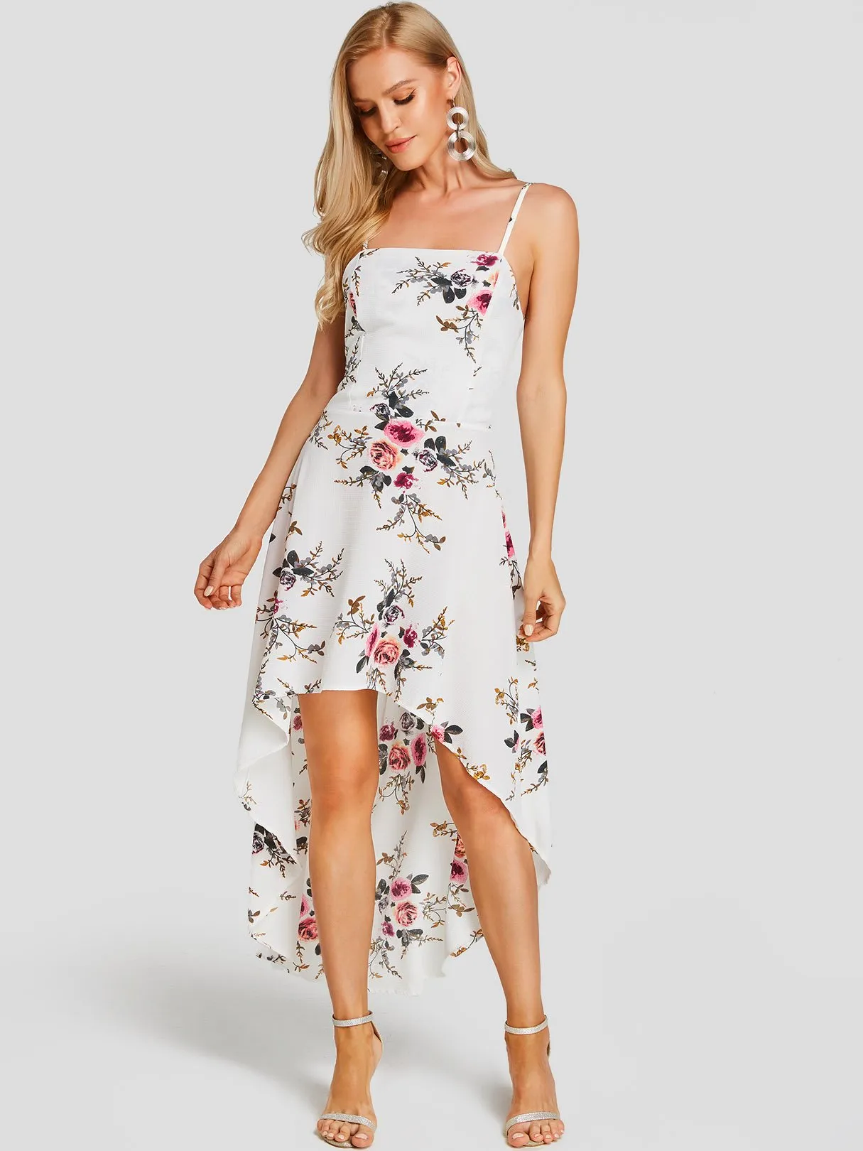 Wholesale Bateau Sleeveless Floral Print Dresses