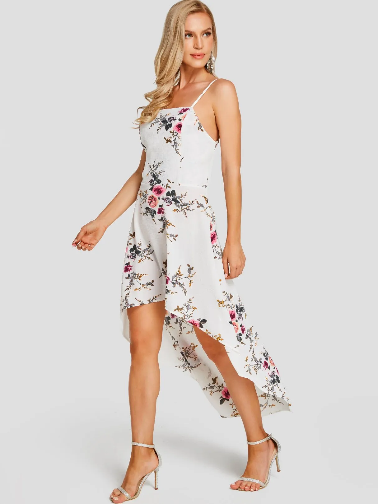 Wholesale Bateau Sleeveless Floral Print Dresses