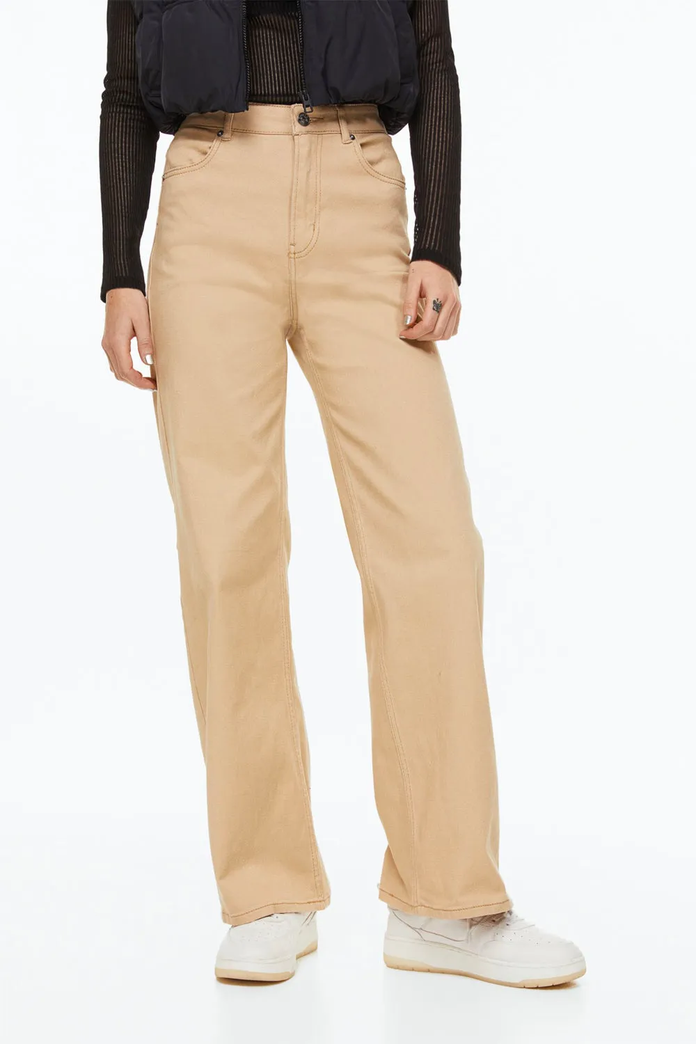 Wide-leg Twill Pants