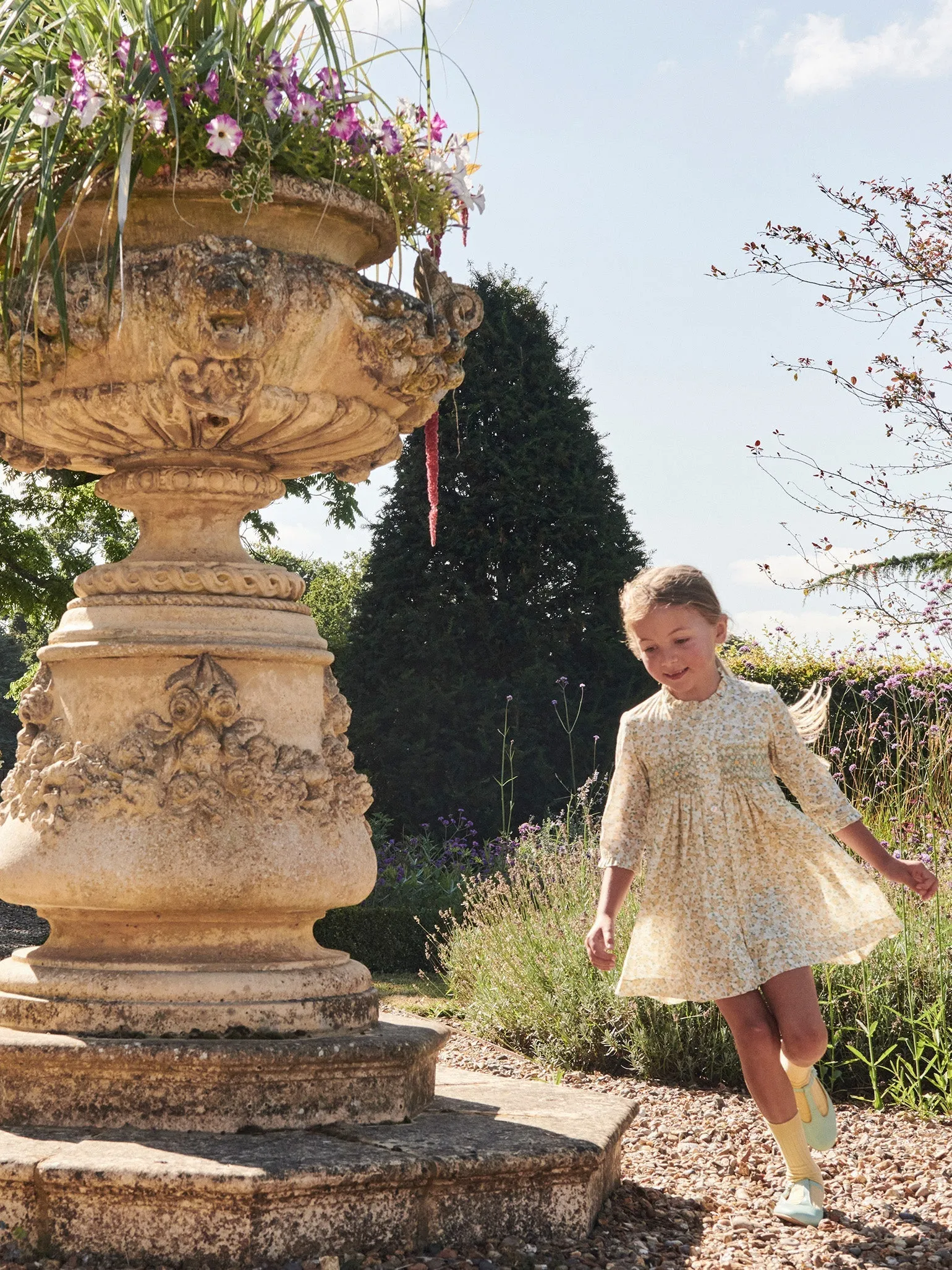 Yellow Floral Casilda Girl Hand-Smocked Dress