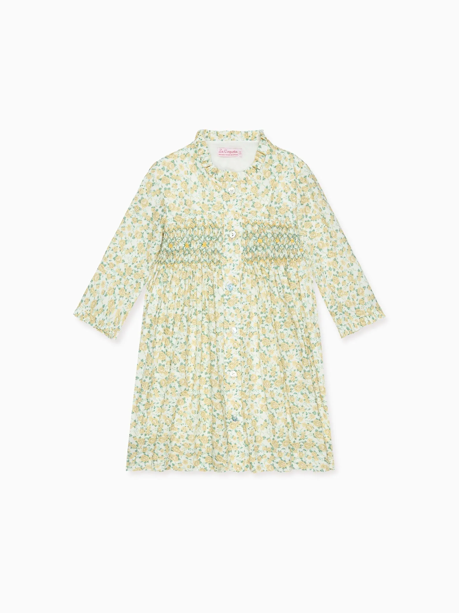 Yellow Floral Casilda Girl Hand-Smocked Dress