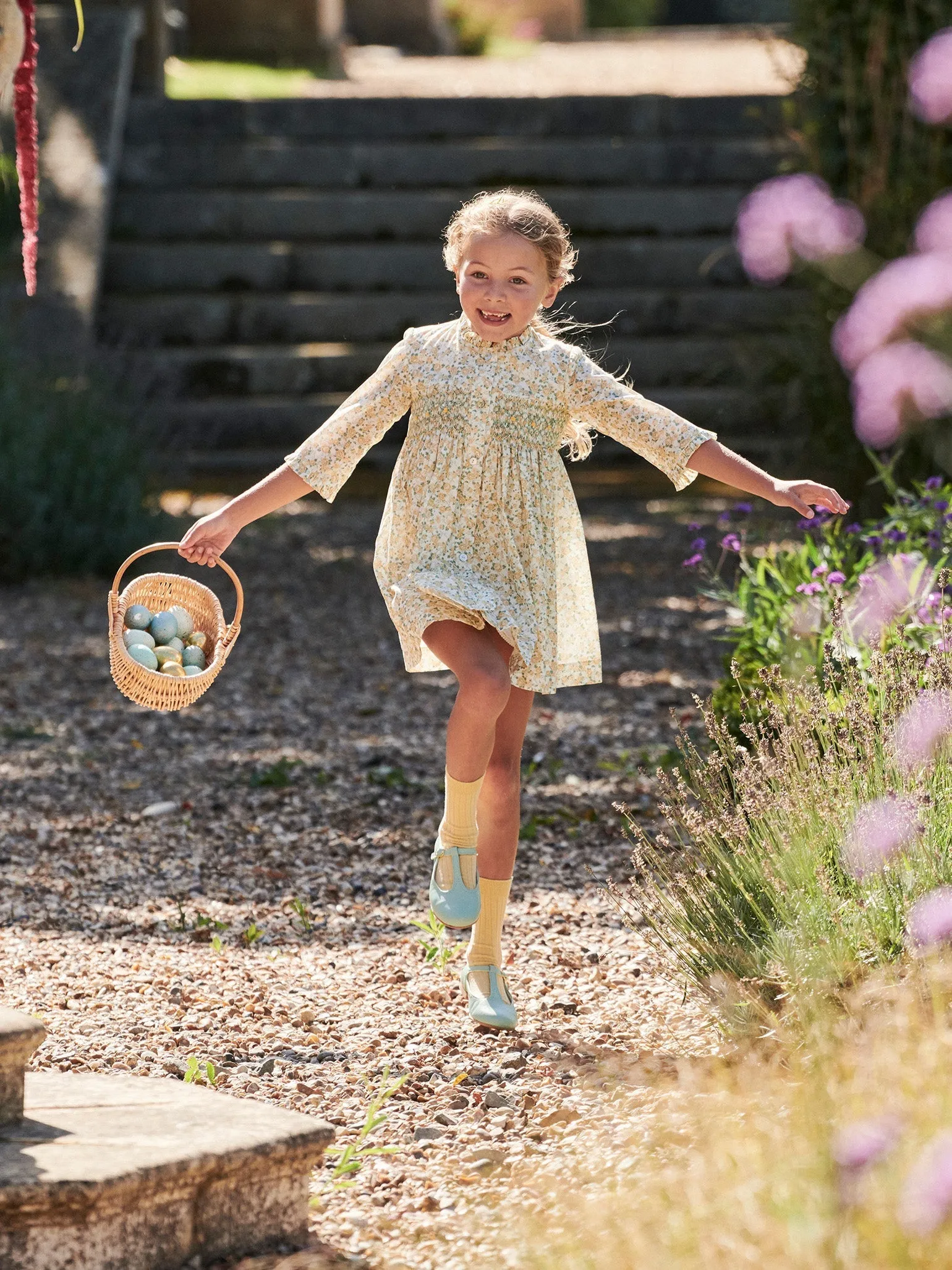 Yellow Floral Casilda Girl Hand-Smocked Dress