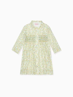 Yellow Floral Casilda Girl Hand-Smocked Dress